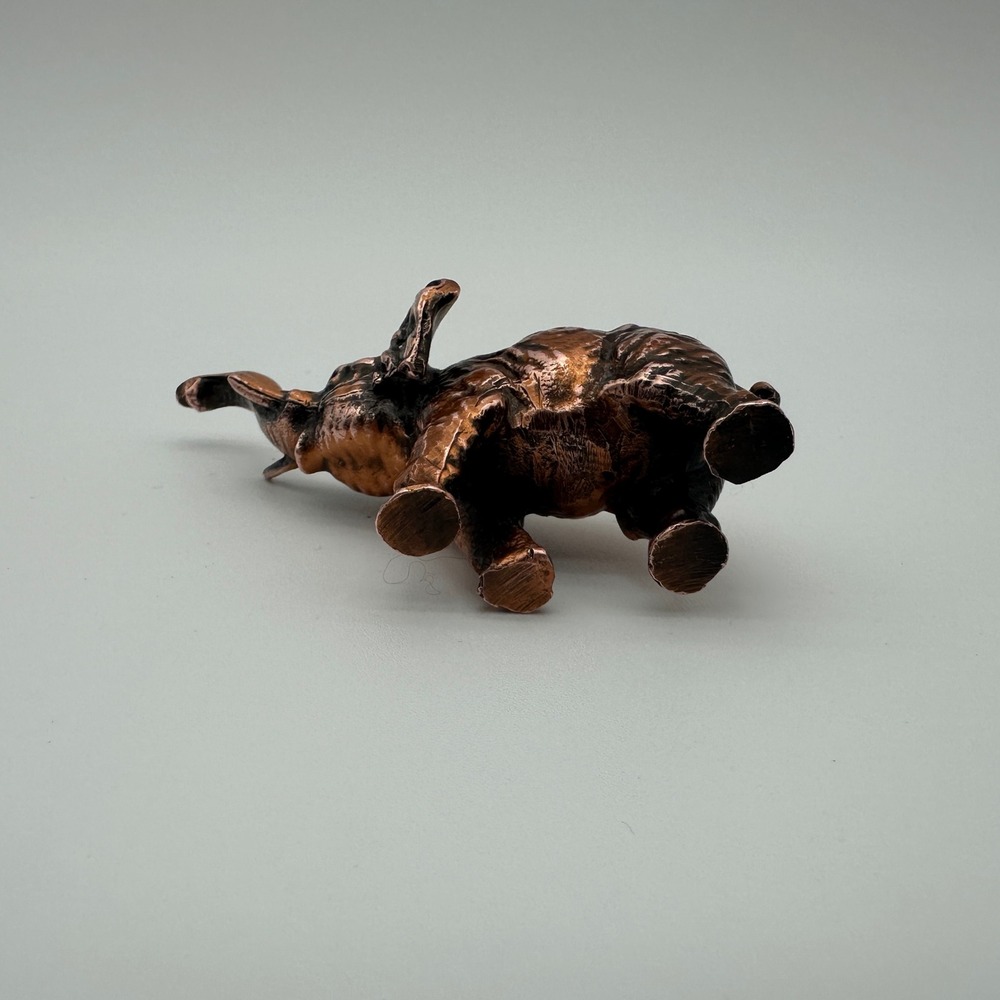 Vintage Copper Tone Elephant Figurine Trunk Up Good Luck Statue Miniature 2.5" - Picture 6 of 8